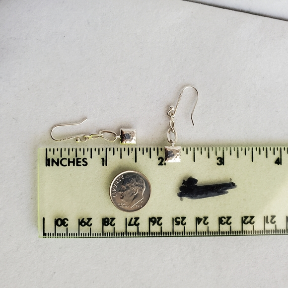 Silpada Sterling Hammered Small Pillow Drop Square Earrings - Picture 11 of 13